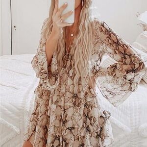 Vici Beige Snake Print Blouse